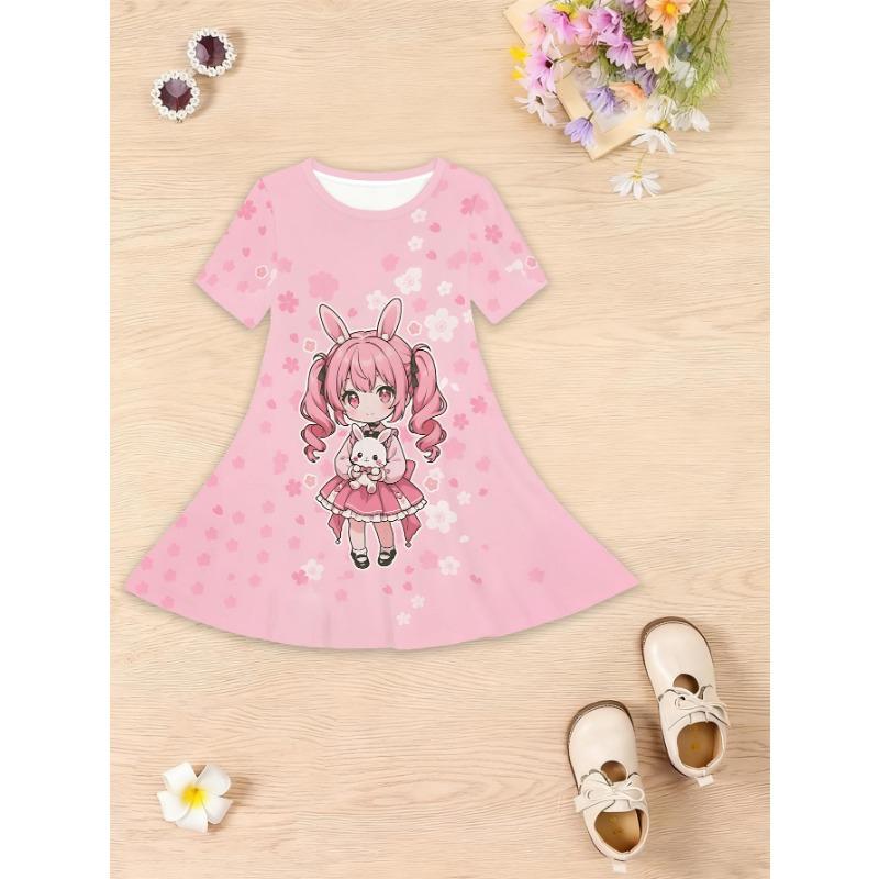 

Girls Princess Dress with Short Sleeves & Oversized - Lightweight Mid-Length 110