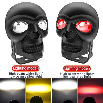 Motorcycle LED Spotlights Skull Shape Headlight Electric Moto ATV Driving Fog Lamp Off-road SUV Projector Lens Work Spot Lights
