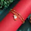 Cartoon Santa Claus Stainless Steel Double Layer Bracelet for Women, 18K Gold Plated Christmas Bracelet, Trendy Jewelry Gift