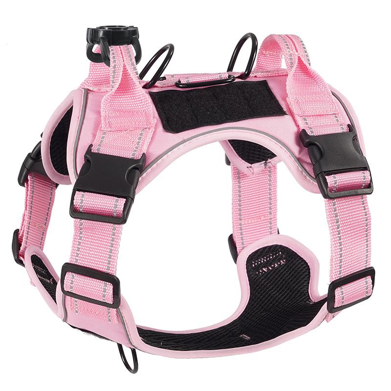 Multi D-ring Reflective Velcro Dog Harness chest girth38-56CM розовый