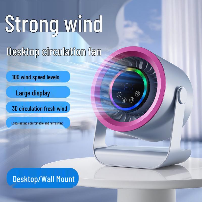 USB Rechargeable Silent Desktop Fan with Digital Display and Long Battery Life