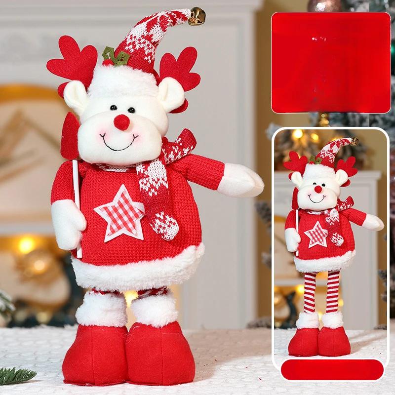 Christmas Decoration Cute Telescopic Doll Cartoon Knitted Christmas Tree Ornament  Snowman Santa Claus Festival Party DIY Decor олений