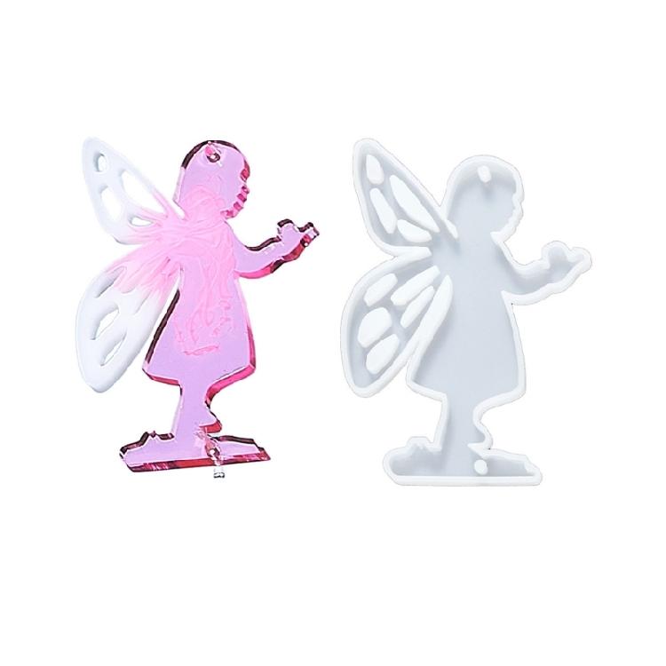 Pack of 3 Hummingbird Dragonflies Girl Themed Silicone Molds Double Hole Pendant Craft Tool for Creative Art Projects