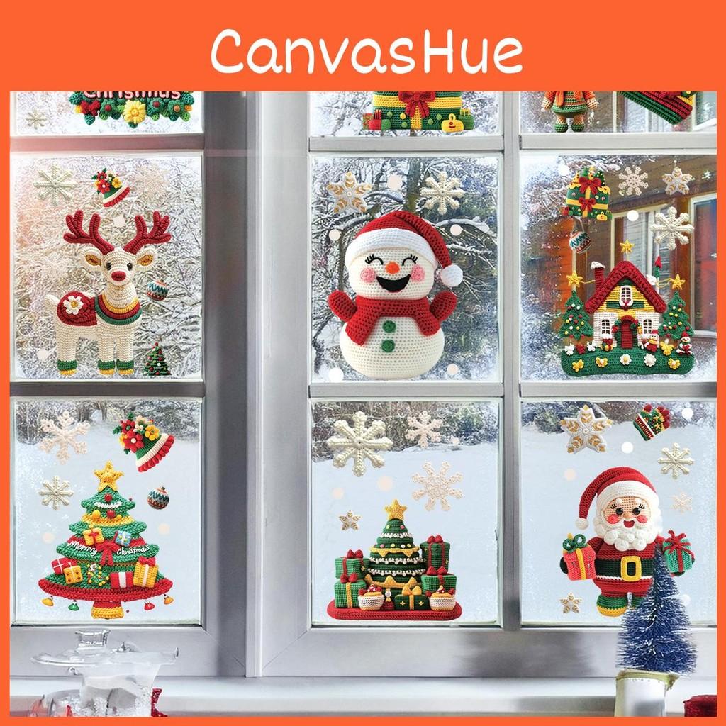 Cling Static Christmas Sticker Snowman Christmas Tree Decor Set Festive Display