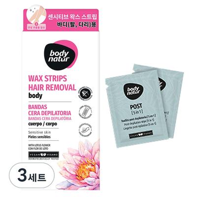 Body Nature Enthaarungs-Wachsstreifen Körper Lotusblüte für Arme/Beine 16 St. + Tuch 2 St., 3 Sets