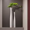 Hohe Konische Weiße Blumenvase Flaschenhals Schwarz Weiß Keramik Schlanke Knospenvase für Pampasgras Trockenblumen Boho Heimdekoration