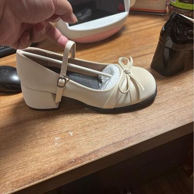 White Thick Heel Mary Jane Shoes Women's New Autumn Versatile Bow Light Mouth Single Shoes