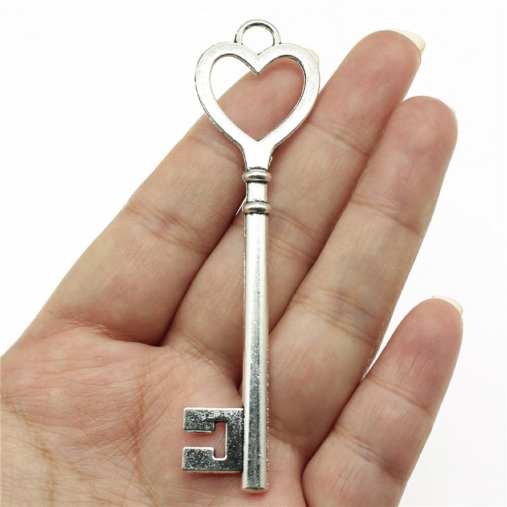 2pcs Charms Key Antique Silver Color Vintage Key Charms Pendant Jewelry Retro Key Charms For Jewelry Making