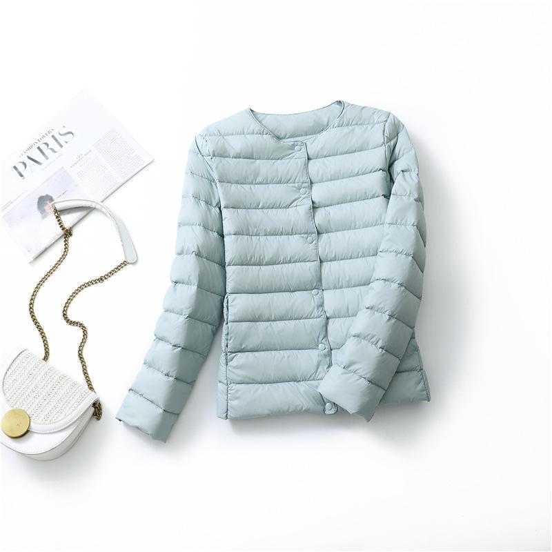 2024 Women's Lightweight Slim Fit Down Jacket: Short Style Autumn/Winter Korean Fashion, Plus Size, Round Neck, Thin Inner Layer