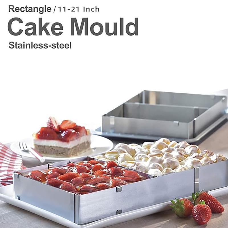 Rectangular cake mold ring, adjustable stainless steel square mousse cake cutter baking mold pastry baking tool