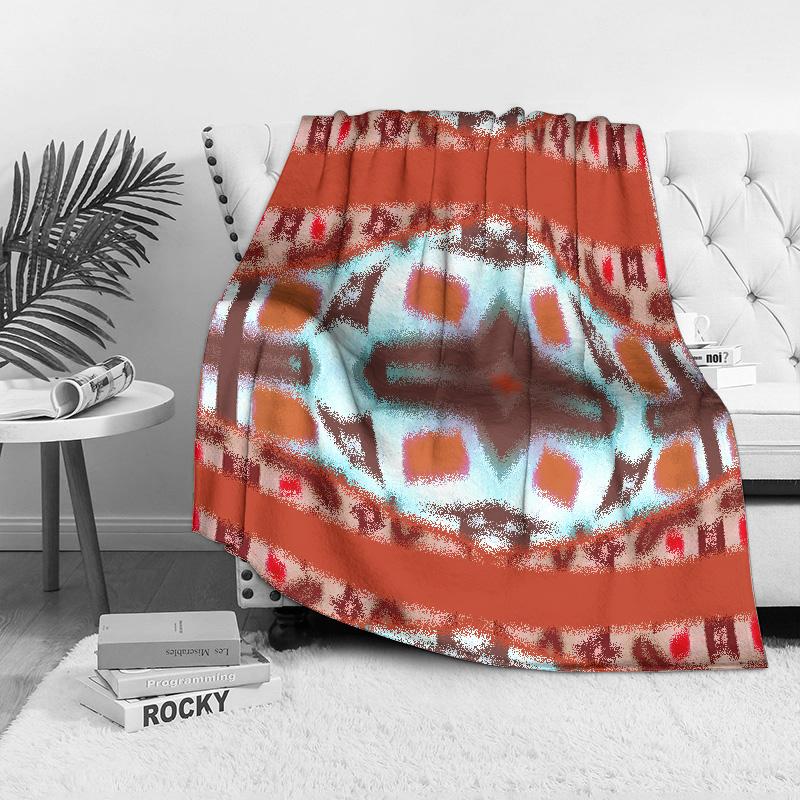 Boho Tribal Geometric Print Throw Blanket with Abstract Water Splash Design for Sofa Bed Couch Decoration
