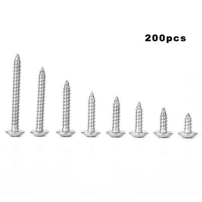 200pcs Self Tapping Screw Cross M3.5 304 Stainless Steel Cross Flat  Head Combination Set