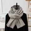Short Beard Scarf for Women Winter High End Wool Cashmere Scarf Versatile Men's Shawl Solid Color Red Scarf
