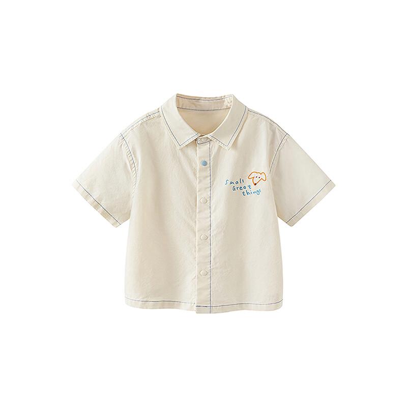 Minibala Boy's Casual Pure Cotton Short Sleeve Shirt