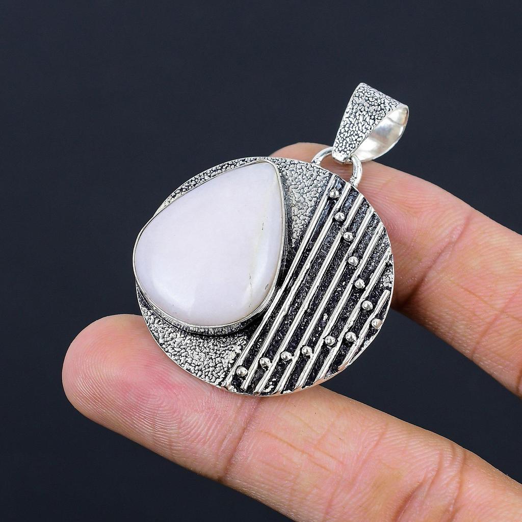 Womens Day Deal Pear Pink Opal Stone 925 Silver Artisan Bezel Pendant Jewelry