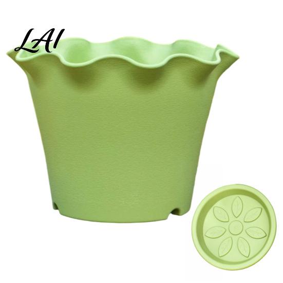 Plant Pots for Courtyard Large Flower with Drainage Holes And Tray Saucers Ruffled Edge Planter Decorative Home Indoor Outdoor Plants Creative