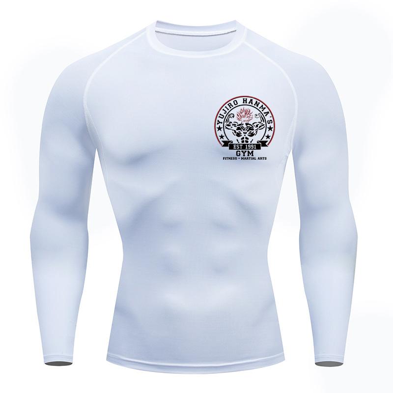 Baki Print Compression Shirts for Men Athletic Quick Dry Tshirts Tees Tops Gym Workout Fitness Undershirts Baselayers Rash Guard