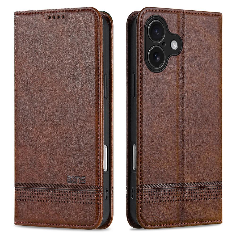 AZNS Hülle für iPhone 17 Rindsleder-Textur PU-Leder Brieftasche Handyhülle