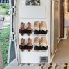 Multi Layer Vertical Shoe Rack Wall Mounted Shelf Includes Hardware Adhesive Durable PP Materials For Small Spaces