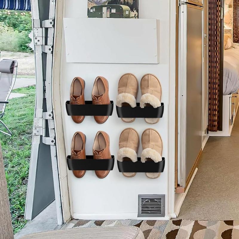 Multi Layer Vertical Shoe Rack Wall Mounted Shelf Includes Hardware Adhesive Durable PP Materials For Small Spaces