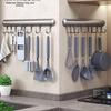 Punch-Free Wall-Mounted Space Aluminum Kitchen Rack with Hooks