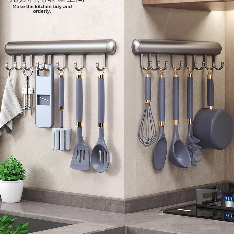 Stanzfreies wandmontiertes Küchenregal aus Aluminium mit Haken