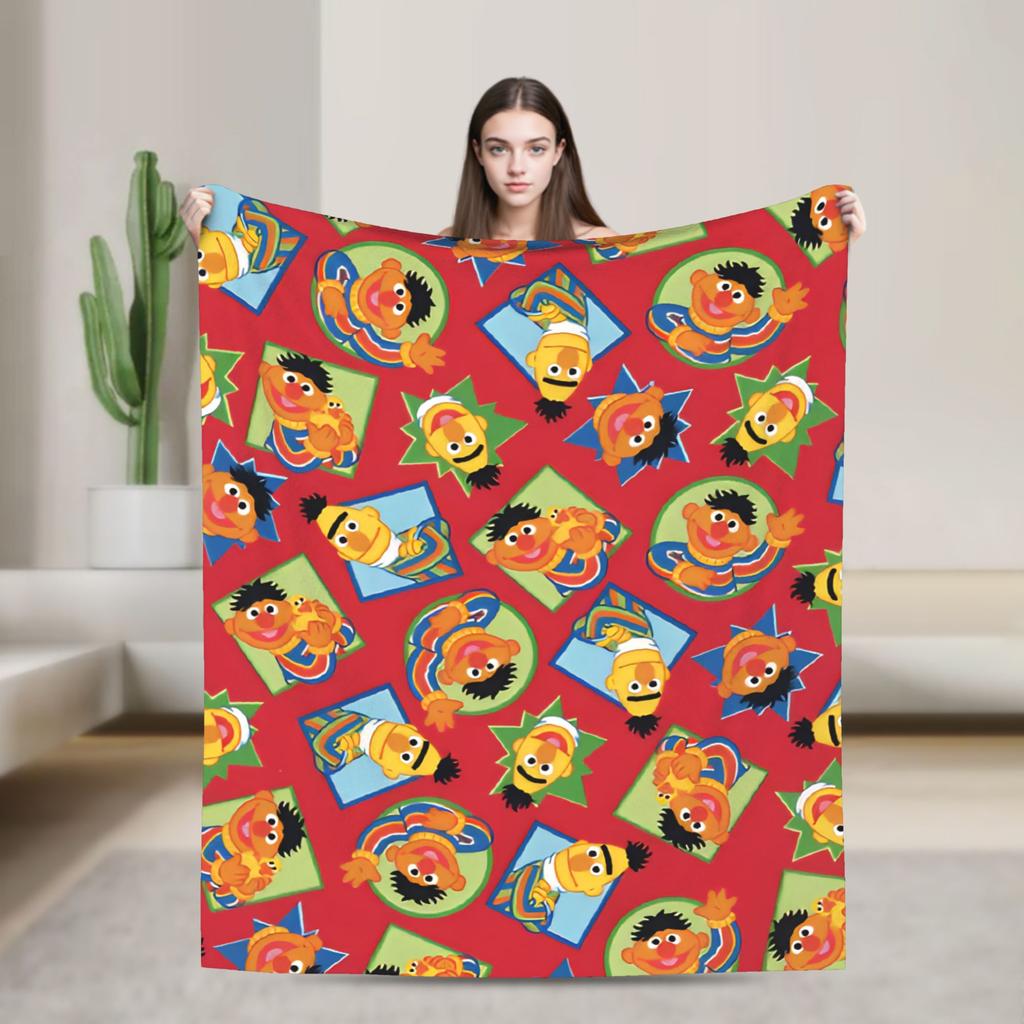 Oscar the Grouch Big Face Blanket S-Sesames Streets Warm Soft Plush Bedding Throws For Couch Chair Sofa Bed Bedspread Bed Cover