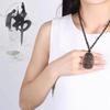 Obsidian Zodiac Pendant Necklace Featuring Akasagarbha, Samantabhadra, and Manjushri Bodhisattvas for the Twelve Zodiac Signs