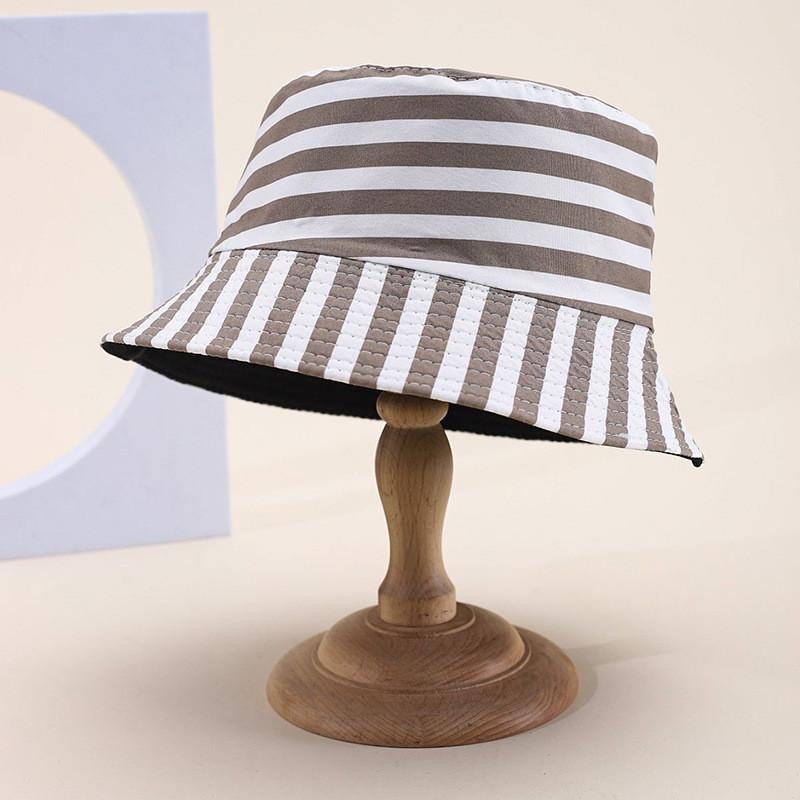 

Cotton Striped Fisherman Hat With Wide Brim For Outdoor Sun Protection коричневий