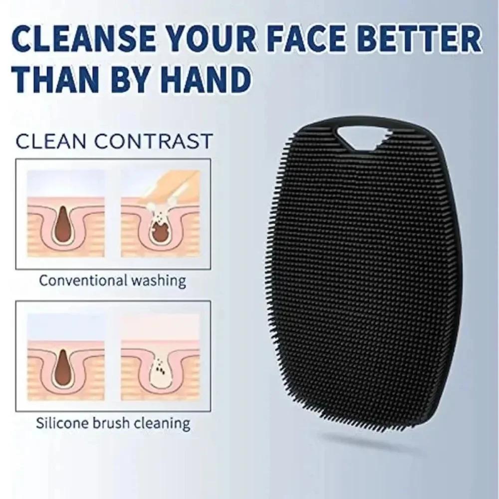 Soft Silicone Body Shower Scrub Brush, Handheld Facial Cleansing Oval Tool Gentle Exfoliation Massage Skin Bathroom Accessory