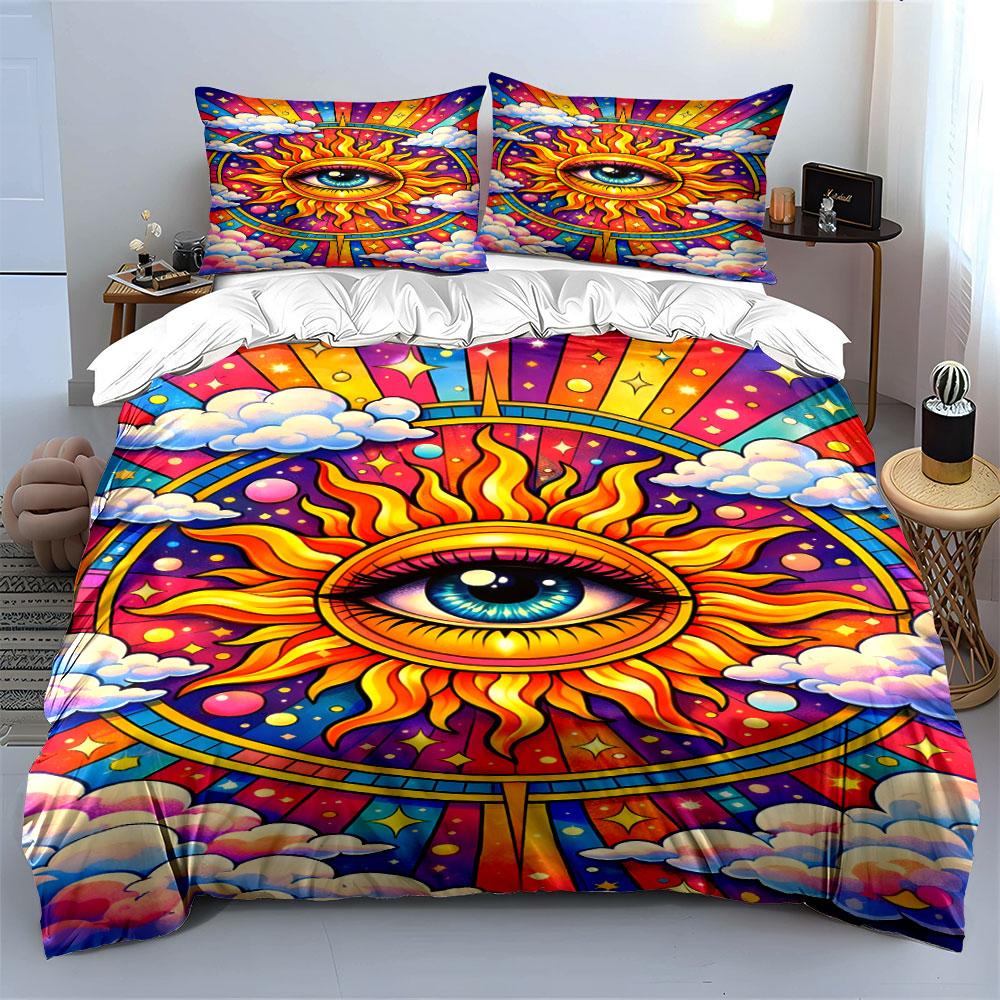 Eye surrounded by sun. Bedding sets Duvet cover sets Duvet covers Pillowcases(1*Duvet Cover 2*Pillowcases without duvet insert)