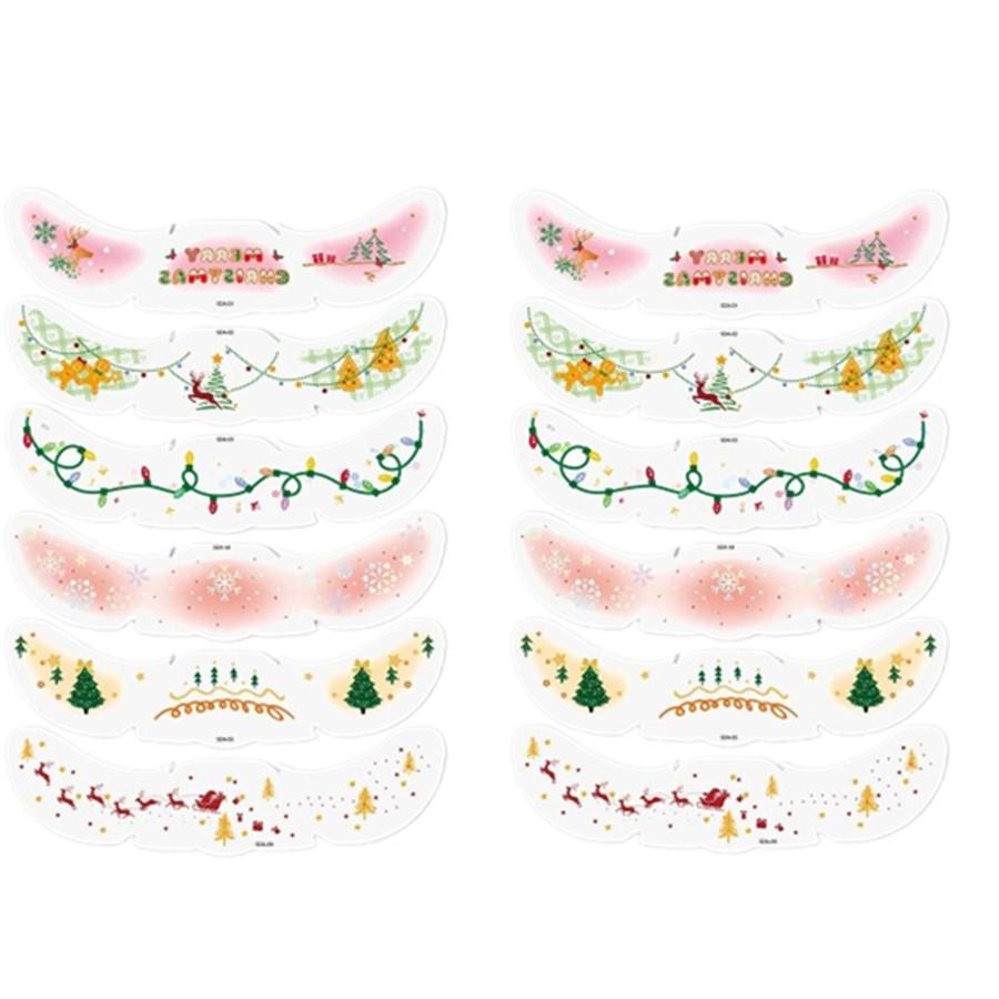 6 Pieces/set Of Cute Christmas Tattoo Stickers Holiday Activities Sweet Makeup For Girls Temporary Tattoo Stickers On The Face