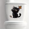 3D Cute Black Cat Butterfly Kawaii Toilet Wall Sticker Self-Adhesive Waterproof Removable Bathroom Home Decor Art