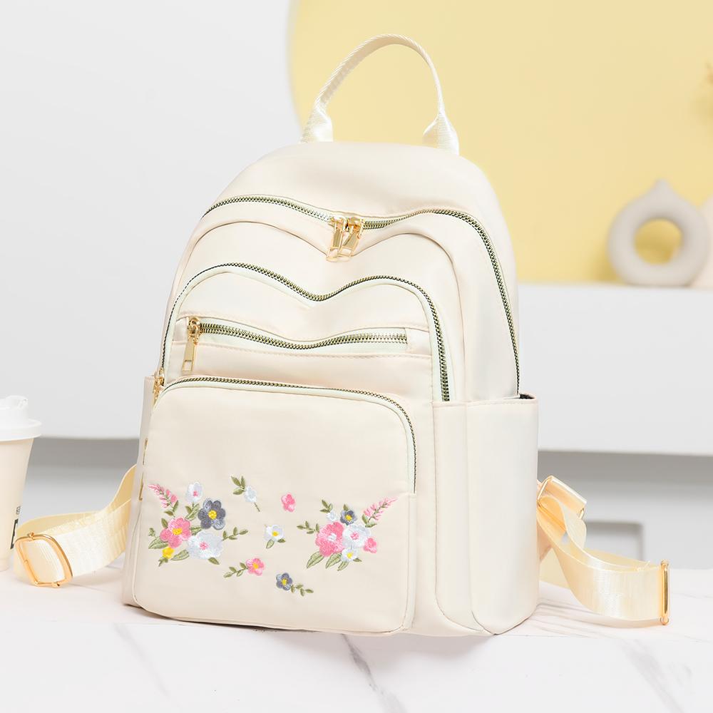 Women's Embroidered Flower Backpack Outdoor Travel Backpack Schoolbag
