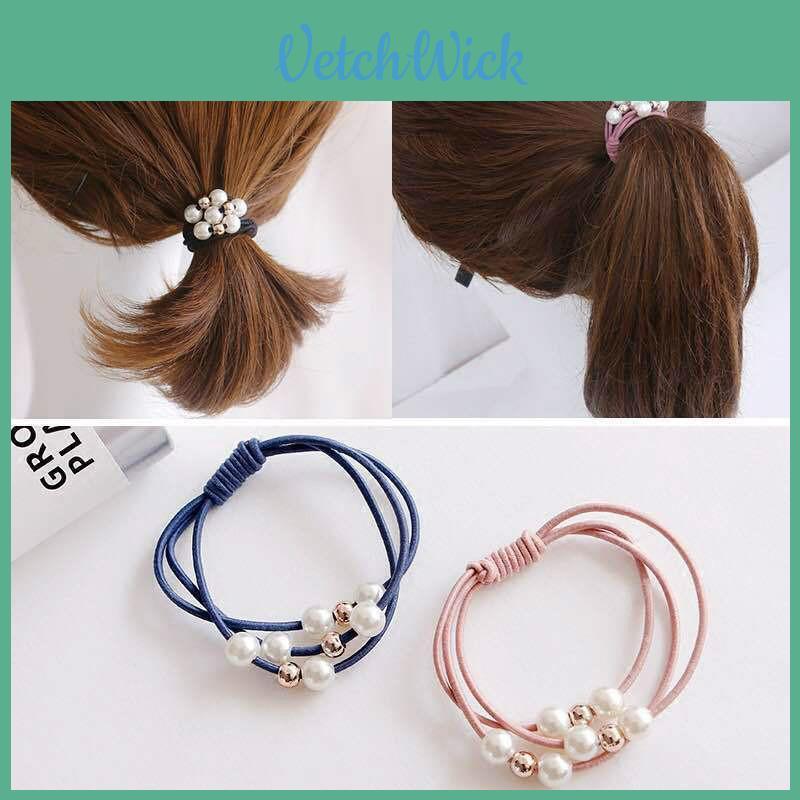 Korean Version Of The Three-strength Rubber Band High-elastic Pearl Head Rope For Women And Girls