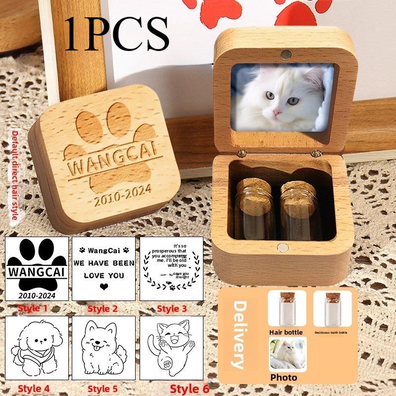 

1PCS Wooden Pet Memorial Box for Storing Hair Nails Teeth - Pet Keepsake Storage Container for Home Pet Store Memorial Use 5.6x5.6cm жёлтый