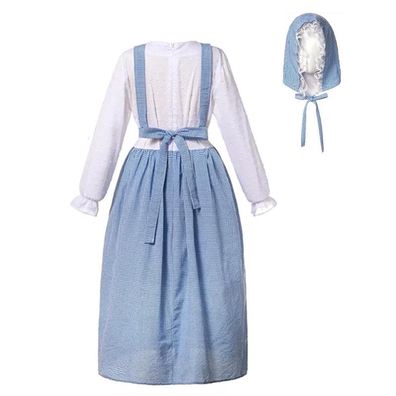 Neues Modell, blau kariertes Bauernmädchen, kleiner frischer ländlicher Stil, Fotografie Fotoausflug, Eltern-Kind-Outfit