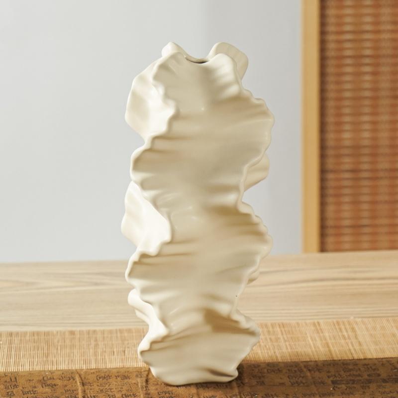 Ceramic Vase Irregular Wrinkles and Patterns Flower Vase Ceramic Handicrafts Flower Arrangement Accessories Home Decoration