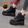 Fashion Genuine Leather Ankle Boots 8CM Spring Fashion Ladies High Platform Wedge Heels Chunky Boots Winter Plush Snow Shoes Woman