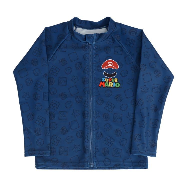 

Airin Bandai Super Mario Rash Guard Solid Color 572 Navy Boys Swimsuit, (Sizes 110cm/120cm/130cm) (Navy/Black) 69365-05-12