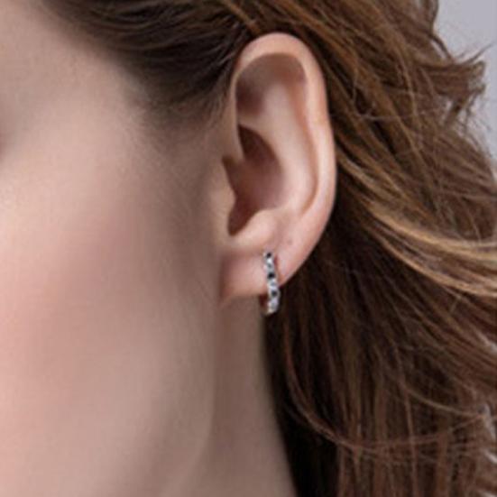 1 Pair Earrings Studs Luxury White Silver Plated Harp White Gemstones Hoop Earrings for Daily Life