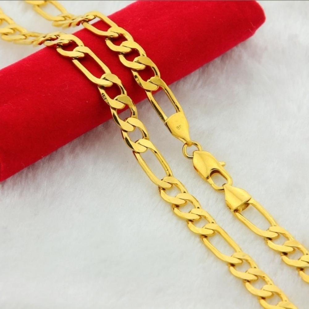 Cuban Flat Figaro Link Necklace Chain 