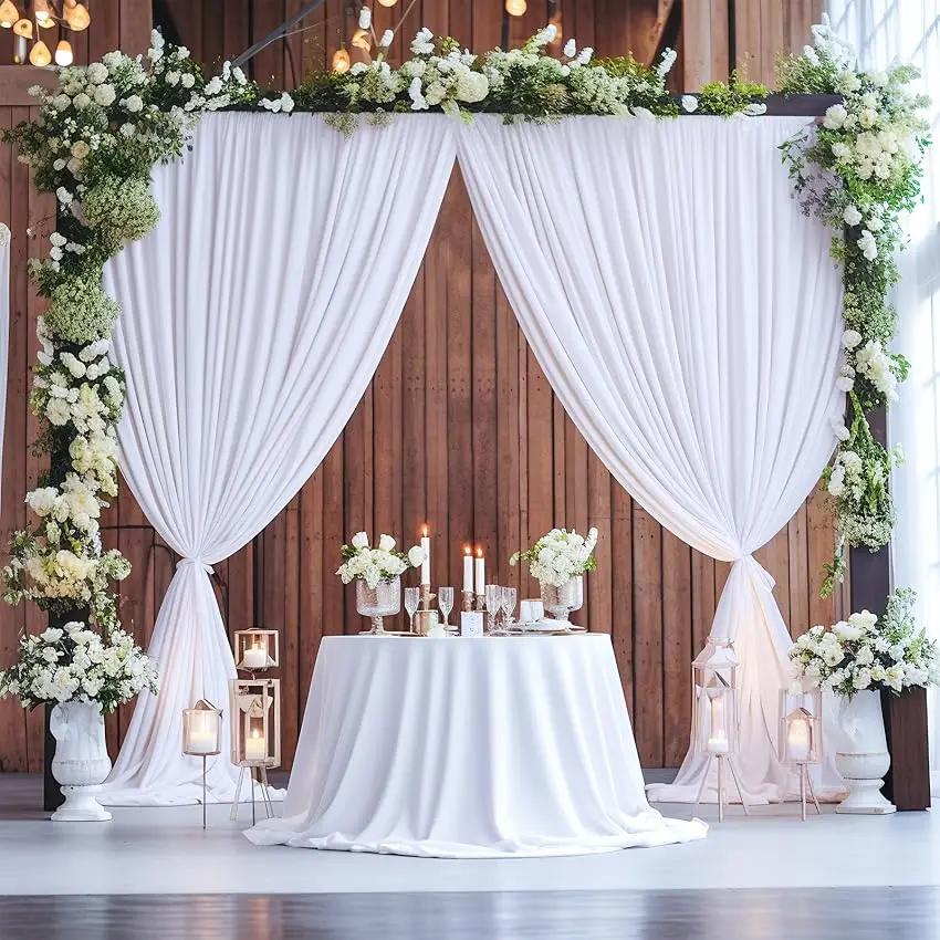 5x8/10 fot rynkefri hvit sateng bakgrunnsgardiner for bryllup, bursdagsfest, fotografering, bakgrunn, babyshowerdekorasjoner