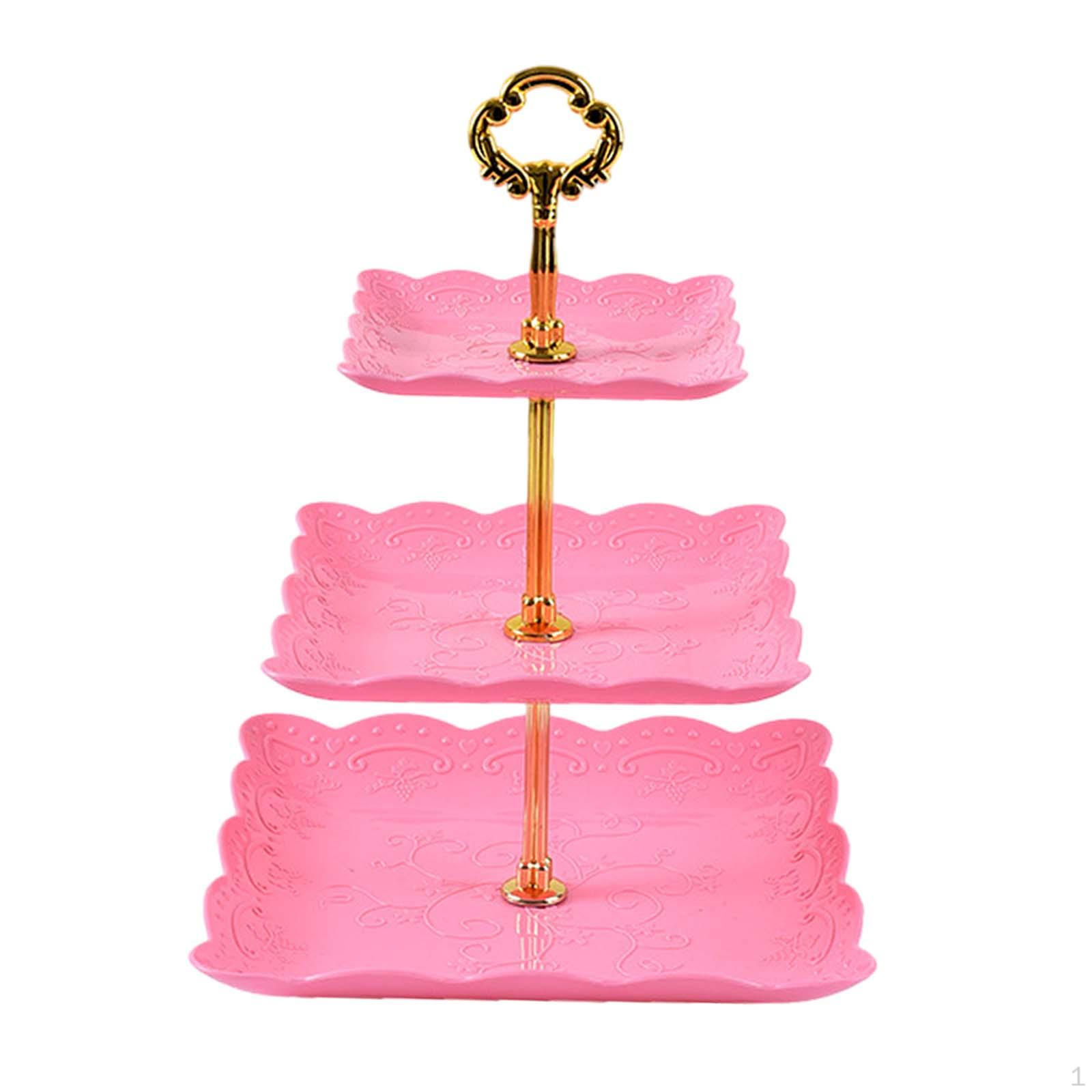 

Подставка для кексов, 3-х уровневый поднос, многоцелевая витрина для десертов и тортов на Хэллоуин Gold Pink