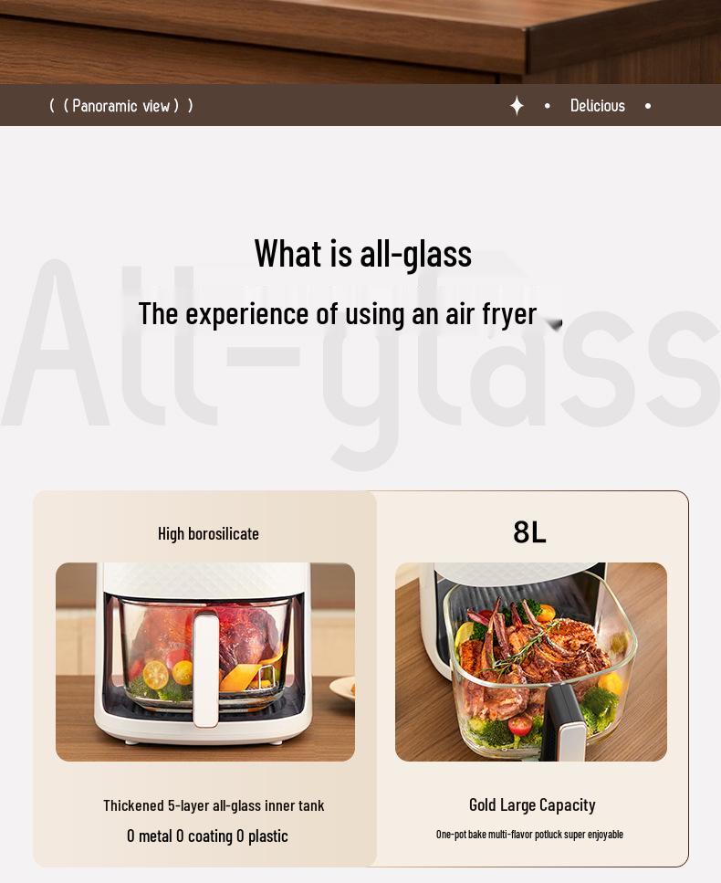 Aoke 360° Visual Air Fryer: Multifunctional, No-Flip, Large Capacity Electric Oven (2025 Model)
