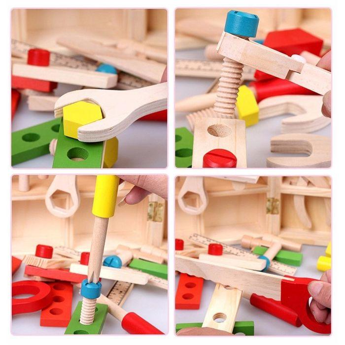 Coffret d'outils en bois pour enfants, atelier portable 38 pièces - Kinderplay (KP0744)