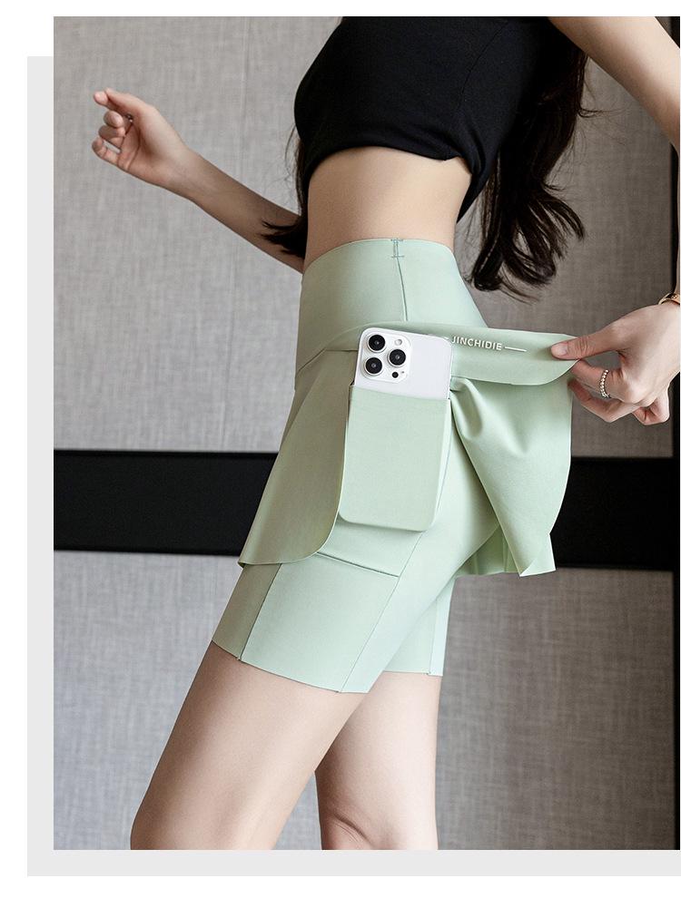 Women's Plus Size Summer Cycling Yoga Skirt Pants with Pockets – Lightweight Fake Two-Piece Design