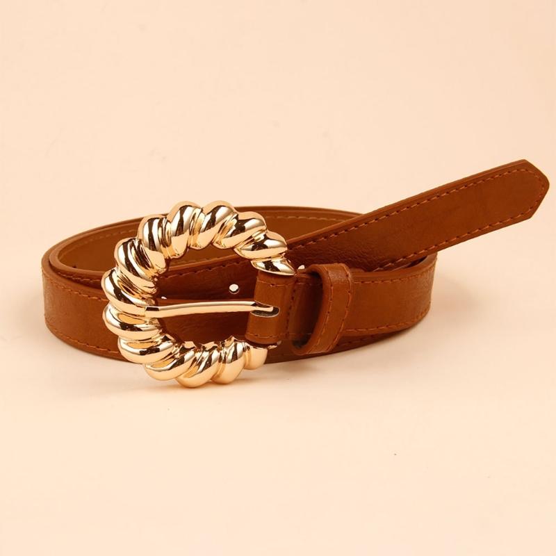Stylish Buckles Belt Ladies Western Styles Waist Belt Durable Leather Waistband for Versatiles Styling