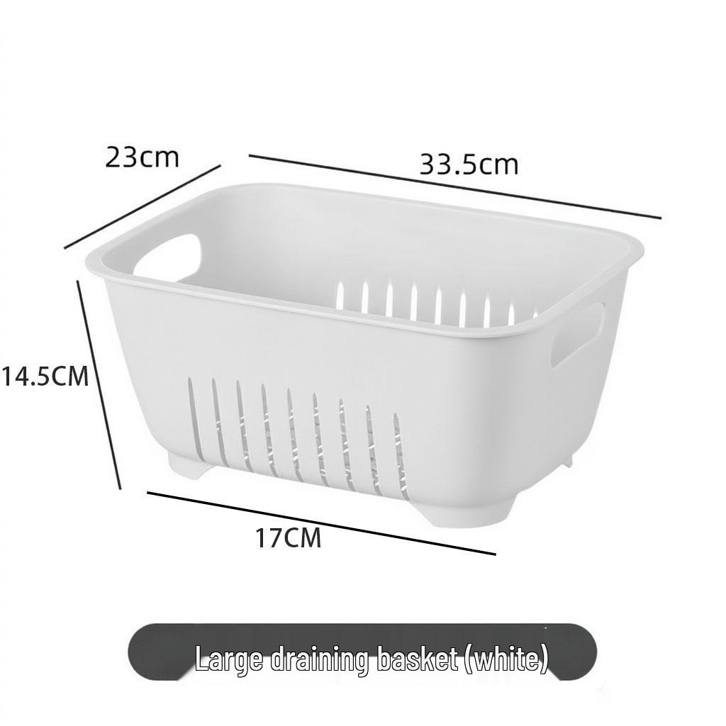 Dual-Layer Transparent Large-Capacity Fruit and Vegetable Drainer Basket for Kitchen and Living Room