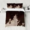 3pcs Duvet cover set printed with plush cow pattern,brown grey splicing,for bedroom and hotel,essential for animal enthusiasts
